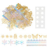 Craspire 5 Bags 5 Style Hot Stamping PET Mixed Pattern Stickers, for DIY Diary, Photo Frame, Mixed Patterns, 12~240x12~131x0.2~0.4mm, 1 bag/style