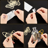 Craspire 5 Bags 5 Style Hot Stamping PET Mixed Pattern Stickers, for DIY Diary, Photo Frame, Mixed Patterns, 12~240x12~131x0.2~0.4mm, 1 bag/style