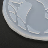 Coaster Silicone Molds, Resin Casting Molds, For UV Resin, Epoxy Resin Craft Making, Round with Cat, White, 95x5mm