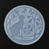 Coaster Silicone Molds, Resin Casting Molds, For UV Resin, Epoxy Resin Craft Making, Round with Cat, White, 95x5mm