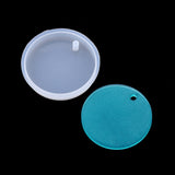 Pendant Silicone Molds, Resin Casting Molds, For UV Resin, Epoxy Resin Jewelry Making, Flat Round, White, Inner Size: 68x12mm, Hole: 5mm
