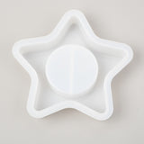 3PCS Star Candle Holder Silicone Molds, Resin Casting Molds, For UV Resin, Epoxy Resin Craft Making, White, 120x124x21mm, Flat Round: 54mm