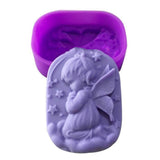 5PCS Cupid Angel Silicone Molds, Food Grade Molds, For DIY Cake Decoration, Candle, Chocolate, Candy, Soap, Purple, 79x60x25.5mm, Inner Diameter: 76x57mm