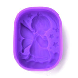 5PCS Cupid Angel Silicone Molds, Food Grade Molds, For DIY Cake Decoration, Candle, Chocolate, Candy, Soap, Purple, 79x60x25.5mm, Inner Diameter: 76x57mm