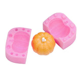 3PCS Pumpkin Fondant Molds, Food Grade Silicone Molds, For DIY Cake Decoration, Candle, Chocolate, Candy, UV Resin & Epoxy Resin Craft Making, Hot Pink, 45x65x57mm, Single Molds: 45x65x28~33.5mm, Inner Diameter: 40x50mm