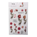 Craspire Flower Pattern Self Adhesive Hot Stamping Stickers, DIY Hand Account Photo Album Decoration Sticker, Red, 15x10.5x0.05cm, 10sheets/set