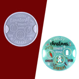 DIY Tray Plate with Handle Silicone Molds, Resin Casting Molds, Flat Round with Christmas Theme Pattern, White, 295x11mm, Hole: 68x26mm, Inner Diameter: 279mm