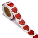 Craspire Heart Shaped Stickers Roll, Valentine's Day Sticker Adhesive Label, for Decoration Wedding Party Accessories, Red, 25x25mm, 500pcs/roll