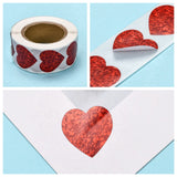 Craspire Heart Shaped Stickers Roll, Valentine's Day Sticker Adhesive Label, for Decoration Wedding Party Accessories, Red, 25x25mm, 500pcs/roll