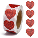 Craspire Heart Shaped Stickers Roll, Valentine's Day Sticker Adhesive Label, for Decoration Wedding Party Accessories, Red, 25x25mm, 500pcs/roll