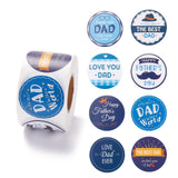 Craspire Father's Day Theme Paper Stickers, Self Adhesive Roll Sticker Labels, for Envelopes, Bubble Mailers and Bags, Flat Round with Word, Colorful, 4.1x6.6x0.01cm