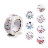 Craspire Thank You Stickers Roll, Flat Round Adhesive Paper Sticker, for Gift Package, Cat Pattern, 2.5x0.01cm, 500pcs/roll, 5rolls/set