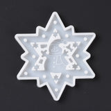 Snowflake with Snowman Pendant Silicone Molds, Resin Casting Molds, for UV Resin, Epoxy Resin Craft Making, Christmas Theme, White, 85x77x6mm, Hole: 3mm