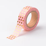 1 Roll DIY Scrapbook Decorative Paper Tapes, Adhesive Tapes, with Polka Dot Pattern, Pink, 15mm, about 10m/roll - CRASPIRE