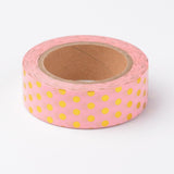 1 Roll DIY Scrapbook Decorative Paper Tapes, Adhesive Tapes, with Polka Dot Pattern, Pink, 15mm, about 10m/roll