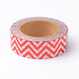 Craspire DIY Scrapbook Decorative Paper Tapes, Adhesive Tapes, with Wavy/Chevron Pattern, Red, 15mm, about 10m/roll