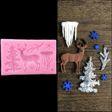 Food Grade Silicone Molds, Fondant Molds, For DIY Cake Decoration, Chocolate, Candy, UV Resin & Epoxy Resin Jewelry Making, Christmas Theme, Hot Pink, 116x74x10mm, Inner Size: 10~67mm