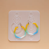 Earring Pendant Silicone Molds, Resin Casting Molds, For UV Resin, Epoxy Resin Jewelry Making, Mixed Shapes, White, 156x153x6mm, Hole: 1.5mm