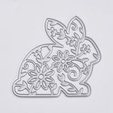 CRASPIRE Bunny Carbon Steel Cutting Dies Stencils, for DIY Scrapbooking/Photo Album, Decorative Embossing Paper Card, Filigree Rabbit with Flower, Matte Platinum Color, 7.45x7.85cm