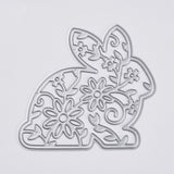 CRASPIRE Bunny Carbon Steel Cutting Dies Stencils, for DIY Scrapbooking/Photo Album, Decorative Embossing Paper Card, Filigree Rabbit with Flower, Matte Platinum Color, 7.45x7.85cm
