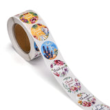 Craspire DIY Scrapbook, 1 Inch Thank You Stickers, Decorative Adhesive Tapes, Flat Round with Flower & Word Thank You, Colorful, 25mm, about 500pcs/roll, 5rolls/set