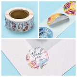 Craspire DIY Scrapbook, 1 Inch Thank You Stickers, Decorative Adhesive Tapes, Flat Round with Flower & Word Thank You, Colorful, 25mm, about 500pcs/roll, 5rolls/set