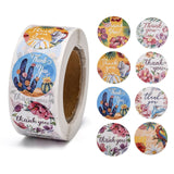 Craspire DIY Scrapbook, 1 Inch Thank You Stickers, Decorative Adhesive Tapes, Flat Round with Flower & Word Thank You, Colorful, 25mm, about 500pcs/roll, 5rolls/set