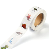 Craspire Self Adhesive Paper Stickers, Colorful Roll Sticker Labels, Gift Tag Stickers, Dinosaur Pattern, 2.5cm, about 500pcs/roll