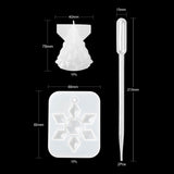 Christmas DIY Silicone Molds, Resin Casting Molds, with Plastic Pipettes, For UV Resin, Epoxy Resin Jewelry Making, Christmas Tree & Snowflake, White, 4x6mm