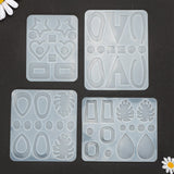 4Pcs Geometry/Teardrop/Heart Pendant & Links Silicone Molds, Resin Casting Molds, for Epoxy Resin Earring Jewelry Making, White, 116.5~150x95~136.5x4~6mm, 4 style, 1pc/style