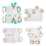 4Pcs Geometry/Teardrop/Heart Pendant & Links Silicone Molds, Resin Casting Molds, for Epoxy Resin Earring Jewelry Making, White, 116.5~150x95~136.5x4~6mm, 4 style, 1pc/style