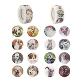 Craspire 4 Rolls 2 Style Cat & Pet Dog Pattern Self-Adhesive Kraft Paper Stickers, Flat Round Adhesive Labels Roll Stickers, Gift Tag, Mixed Color, 25mm, about 500pcs/roll, 2 rolls/style