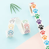 Craspire 6 Rolls 2 Style Flat Round Paw Print Pattern Tag Stickers, Self-Adhesive Paper Gift Tag Stickers, for Party Decorative Presents, Mixed Color, 25mm, 500pcs/roll, 3 rolls/style