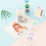 Craspire 6 Rolls 2 Style Flat Round Paw Print Pattern Tag Stickers, Self-Adhesive Paper Gift Tag Stickers, for Party Decorative Presents, Mixed Color, 25mm, 500pcs/roll, 3 rolls/style