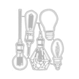 CRASPIRE Lamp Bulb Set Carbon Steel Cutting Dies Stencils, for DIY Scrapbooking/Photo Album, Decorative Embossing DIY Paper Card, Matte Platinum Color, 107x87x0.8mm, 5pcs/set