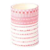 Craspire DIY Scrapbook Decorative Paper Tapes, Adhesive Tapes, Gift Wrapping Tape, for DIY Scrapbooking Supplie Gift Decoration, Pink, 0.5cm, about 2m/roll, 10rolls/box