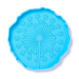 DIY Cup Mat Silicone Molds, Resin Casting Molds, For UV Resin, Epoxy Resin Jewelry Making, Twist Flat Round with Dandelion, Light Sky Blue, 119x118x9mm, Inner Diameter: 114x113mm