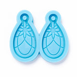 DIY Pendant Silicone Molds, for Earring Making, Resin Casting Molds, For UV Resin, Epoxy Resin Jewelry Making, Teardrop, Sky Blue, 38x43x5.5mm, Hole: 3mm, Inner Diameter: 33x17mm