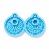 DIY Pendant Silicone Molds, for Earring Making, Resin Casting Molds, For UV Resin, Epoxy Resin Jewelry Making, Flat Round, Sky Blue, 41x72x6mm, Hole: 3mm, Inner Diameter: 37x32mm
