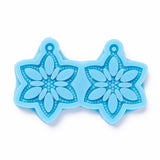 DIY Pendant Silicone Molds, for Earring Making, Resin Casting Molds, For UV Resin, Epoxy Resin Jewelry Making, Flower, Sky Blue, 44x68x6mm, Hole: 2mm, Inner Diameter: 38x29mm