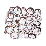 Craspire Cartoon Penguin Paper Stickers Set, Adhesive Label Stickers, for Suitcase, Planner and Refigerator Decor, White, 3~6.3x3.4~5.5x0.02cm, 50pc/bag