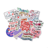 Craspire Cartoon Thank You Theme Paper Stickers Set, Adhesive Label Stickers, for Suitcase, Planner and Refigerator Decor, Mixed Color, 3.8~6.6x4~6.6x0.02cm, 50pcs/bag