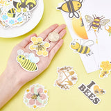 Craspire PVC Self Adhesive Stickers, for Kids Waterproof Bee Sticker Laptop Stickers Pack, Bees Pattern, 2.3~7.6x3.7~8.5x0.02cm, 50pcs/bag, 1bag