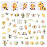 Craspire PVC Self Adhesive Stickers, for Kids Waterproof Bee Sticker Laptop Stickers Pack, Bees Pattern, 2.3~7.6x3.7~8.5x0.02cm, 50pcs/bag, 1bag