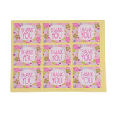 Craspire Thank You Stickers, DIY Sealing Stickers, Label Paster Picture Stickers, with Word and Flower, Pink, 13.8x10.5cm