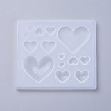 Silicone Molds, Resin Casting Molds, For UV Resin, Epoxy Resin Jewelry Making, Heart, White, 89x78x8mm, Inner Size: 5~32x6~36mm