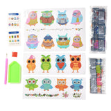 Craspire DIY Owl Diamond Painting Stickers Kits For Kids, with Diamond Painting Stickers, Rhinestones, Diamond Sticky Pen, Tray Plate and Glue Clay, Mixed Color, 25x18x0.03cm, 5Set/Pack