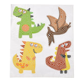 Craspire DIY Dinosaur Diamond Painting Stickers Kits For Kids, with Diamond Painting Stickers, Rhinestones, Diamond Sticky Pen, Tray Plate and Glue Clay, Mixed Color, 19.7x14.4x0.03cm, 5Set/Pack
