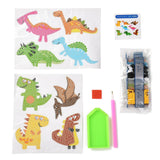 Craspire DIY Dinosaur Diamond Painting Stickers Kits For Kids, with Diamond Painting Stickers, Rhinestones, Diamond Sticky Pen, Tray Plate and Glue Clay, Mixed Color, 19.7x14.4x0.03cm, 5Set/Pack