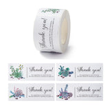Craspire Thank You Stickers Roll, Rectangle Paper Gift Tag Stickers, Adhesive Labels Stickers, Plants Pattern, 3.3cm, Stickers: 80x30x0.1mmabout 120pcs/roll, 5rolls/set